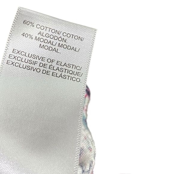 Lucky Brand Top Womens XL Short Sleeve Boho Peasant Floral Smocked Blue Pink - Picture 8 of 9